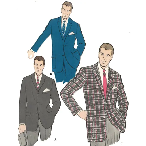 Patron de couture des années 1960 - Veste VOGUE Homme - Poitrine 40" (102cm)
