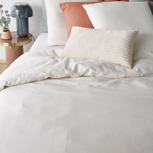 Parure de lit en satin de coton lavé bio écru 220x240, OEKO-TEX®  | Maisons du Monde
