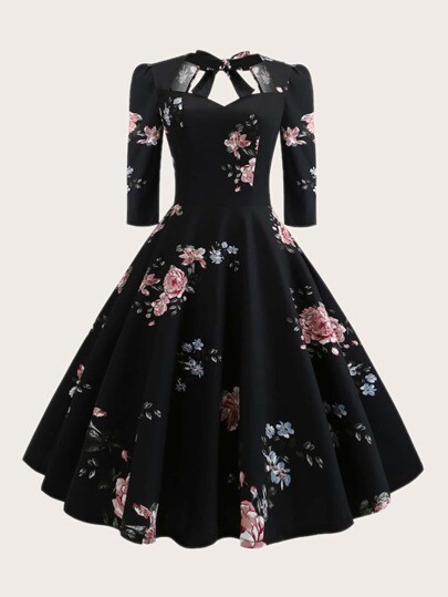 Robe évasée fleurie