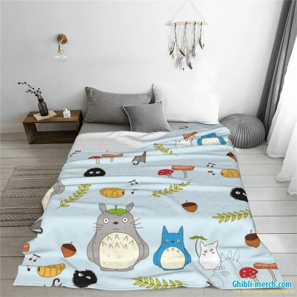 Totoro and Friends Blanket Blue So Cute & Warm | Ghibli Merch Store