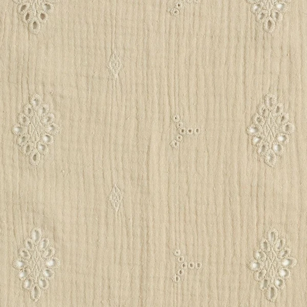 Tissu double gaze de coton Dentelle brodée Losange – anémone - Idéal pour Décoration pour enfants