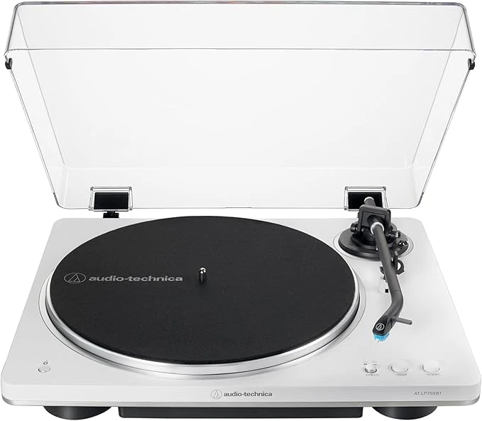 Audio-Technica AT-LP70XBT Platine Automatique sans Fil à entraînement par Courroie (Blanc/Noir)