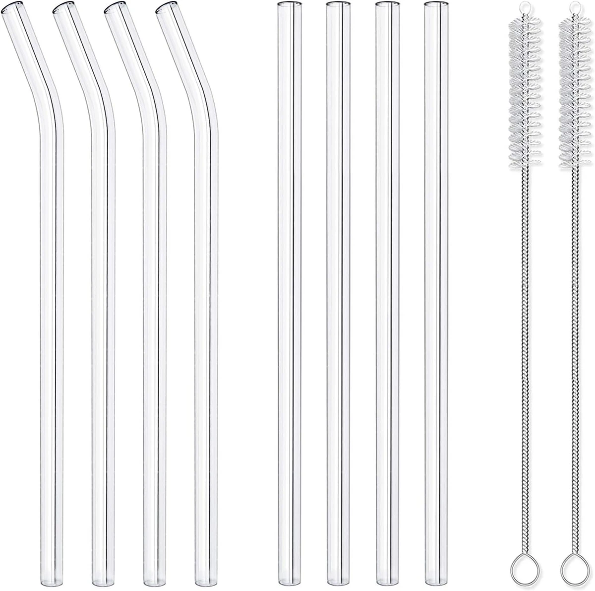 HIWARE | 10-Piece Reusable Glass Drinking Straws