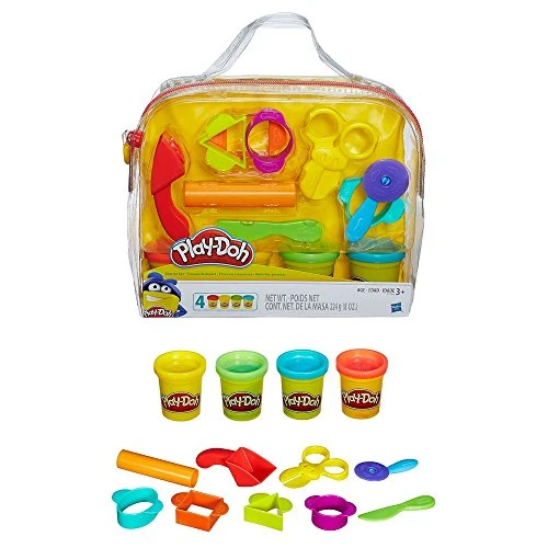 Play-Doh, Mon Premier Kit avec 4 Pots de Pâte à Modeler et 9 Accessoires, pour Filles et Garçons dès 3 Ans, Jouets Préscolaires
