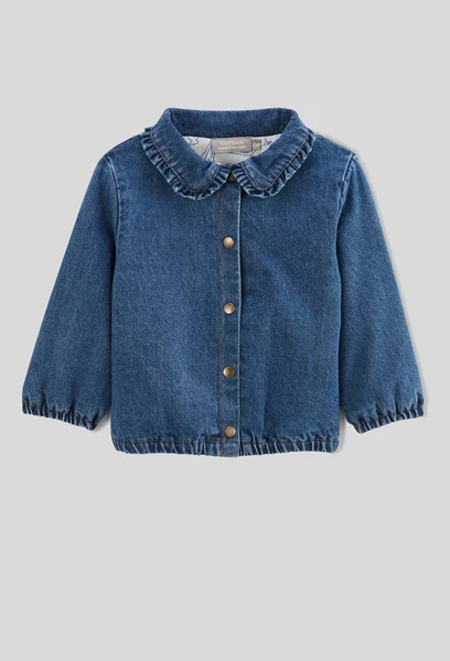 Veste denim avec doublure en jersey imprimée en coton