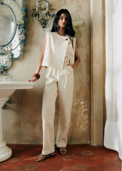 Pantalon Lounis - Blanc Cassé - Coton - Sézane