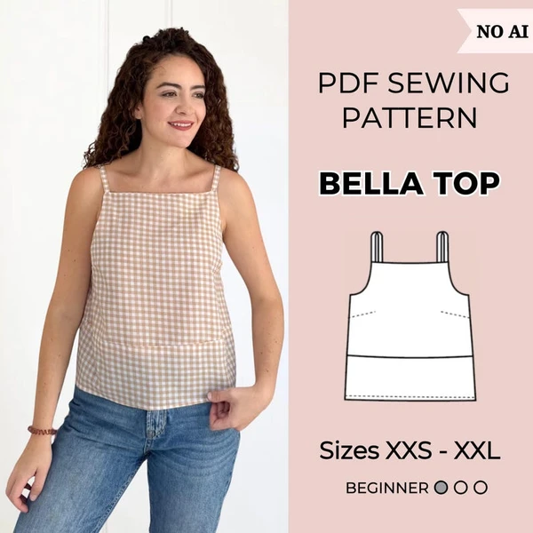 Top pour femme | Patron de couture PDF | Top à nouer à basque et à manches bouffantes | Modèle à nouer | Patron de couture haut | Patron de couture