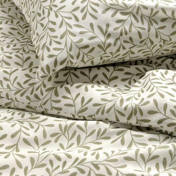 SORGMANTEL Housse de couette et 2 taies - blanc/vert 240x220/65x65 cm