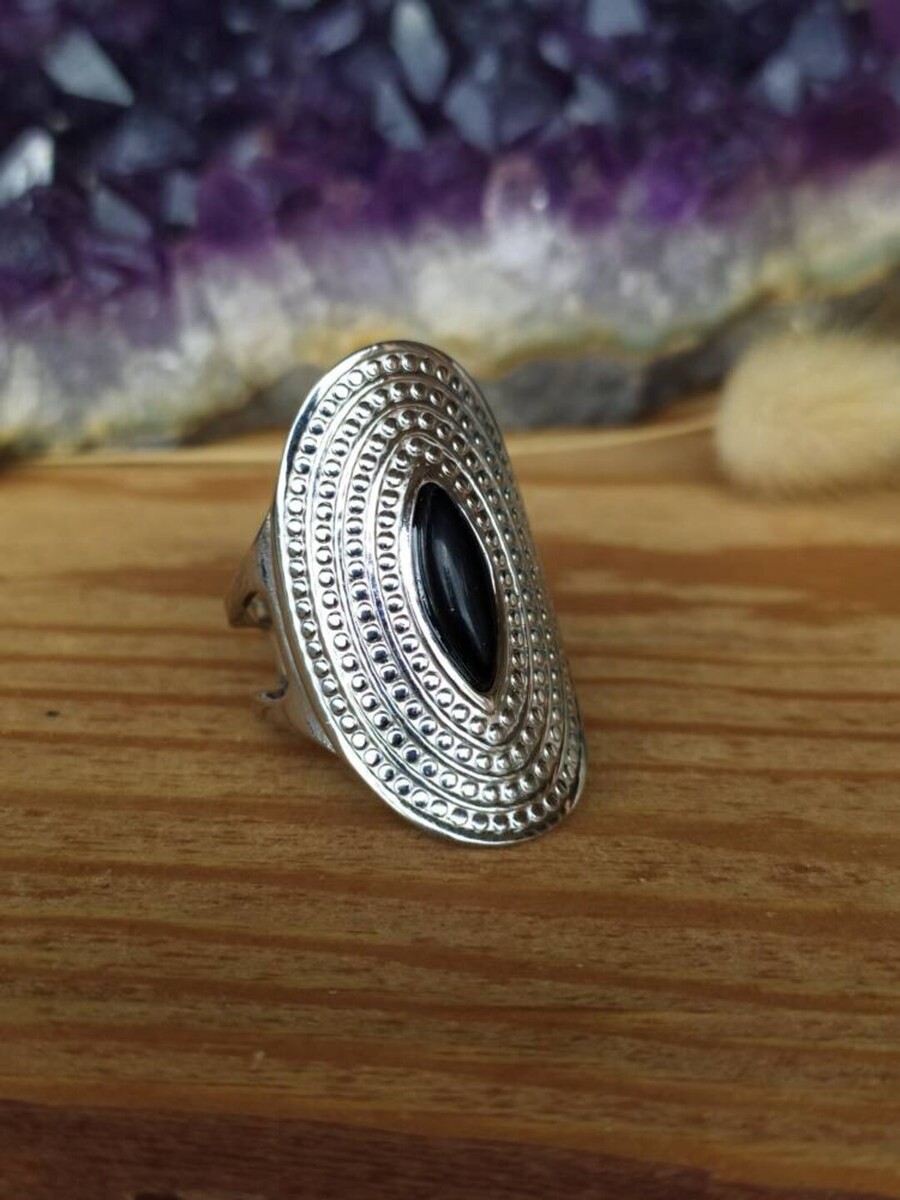 Adjustable Tourmaline ring in silver stainless steel