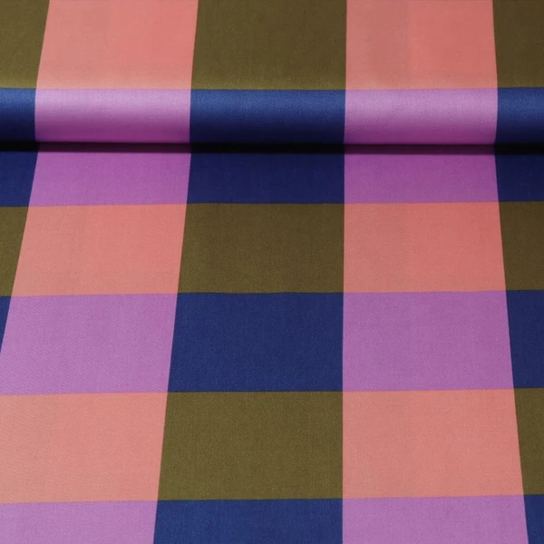 Coton - Satin Nerida Hansen Grands carreaux Bleu