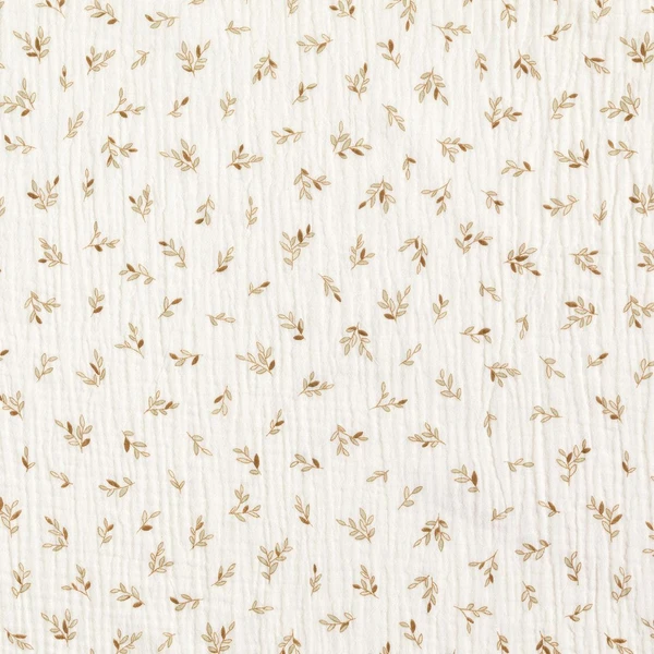 Tissu double gaze de coton Petites branches | by Poppy – ivoire/brun faon - Idéal pour Décoration pour enfants