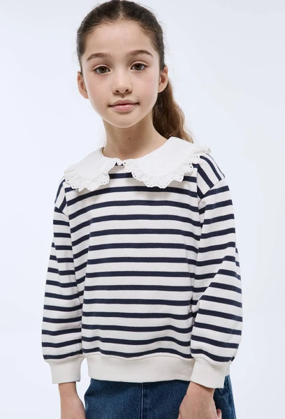 Sweat rayé à col claudine