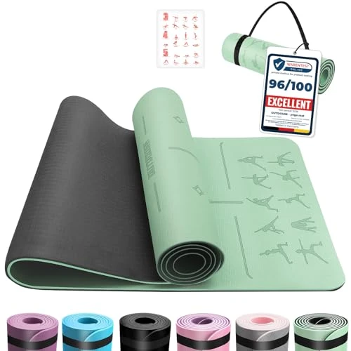 Tapis de Yoga TPE 6mm,Tapis de Sport Avec des lignes d'alignement