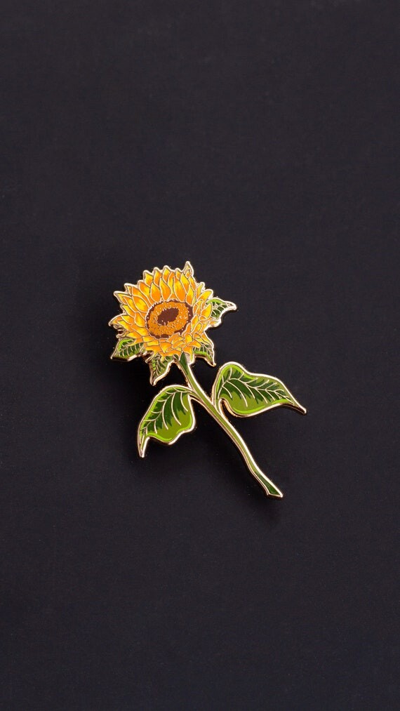 Épingle en émail de tournesol, Cadeau de tournesol, Épingle pour amoureux des fleurs, Badge de tournesol, Épingle à broche de tournesol, Accessoire botanique, Épingle à sac à dos