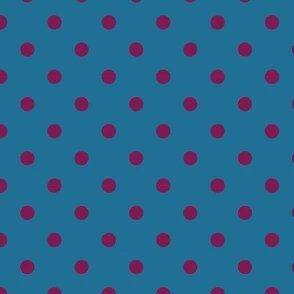 Blue With Plum Polka Dots - Large (Fall Fabric | Spoonflower