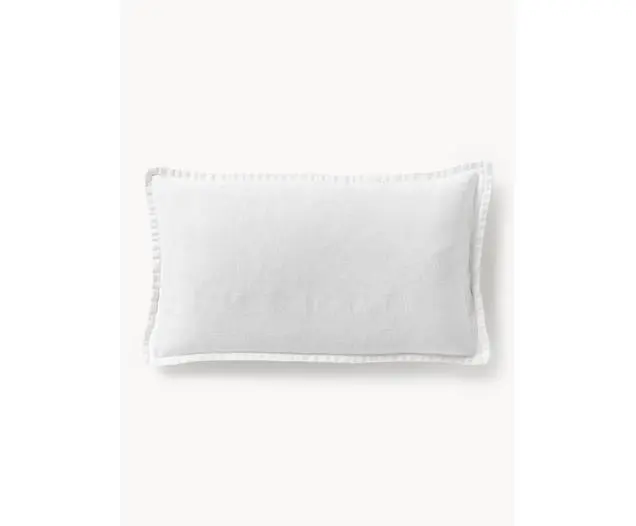 Housse de coussin rectangulaire pur lin blanc crème Lanya | Westwing