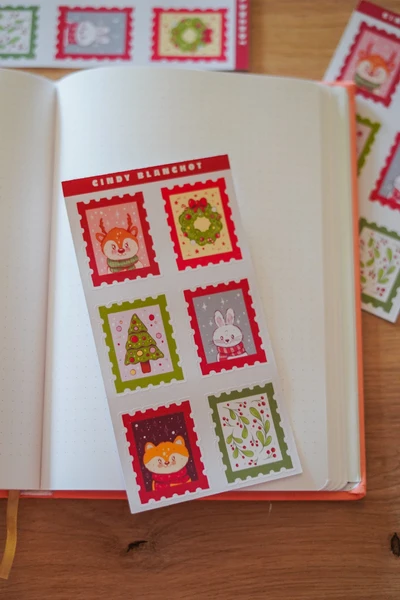 Planche sitckers - Les timbres Noël