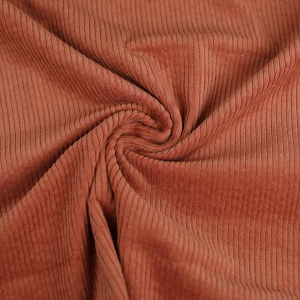 Tissu velours côtelé coton stretch uni - rust | Pour couture d'habits en velours de poids moyen