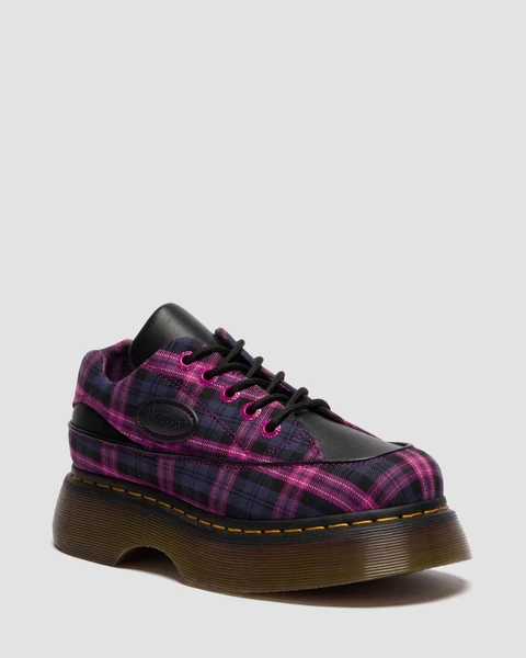 CHAUSSURES BUZZ TARTAN À 5 ŒILLETS en Noir & Rose Multi | Dr. Martens