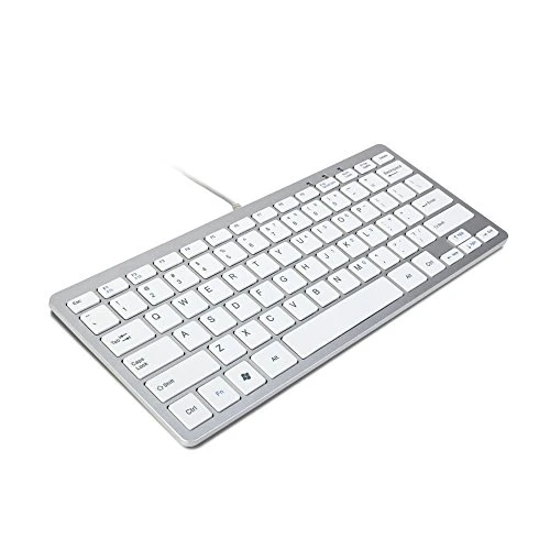 TRIXES Clavier Mini Filaire USB Clavier Mince Argent &amp; Blanc - Plug and Play - Compact et Durable - Convient pour PC, Ordinateur, Apple Mac, Ordinateur Portable, Windows, etc.
