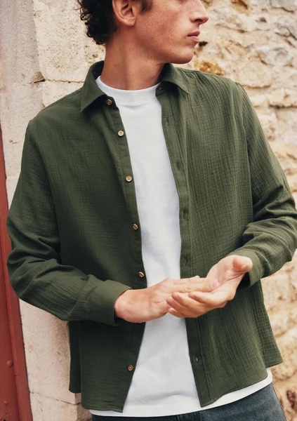CHEMISE GABRIEL VERT GAUFRE