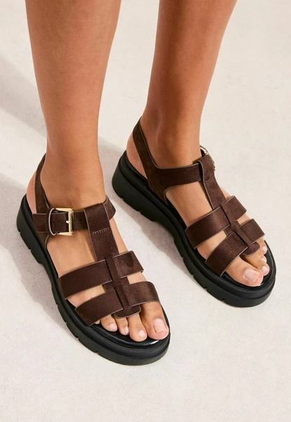 Friends Like These REGULAR FIT - CHUNKY FISHERMAN FLAT CASUAL SANDALS FIT . - Sandales à plateforme - faux suede chocolate brown/marron - ZALANDO.FR