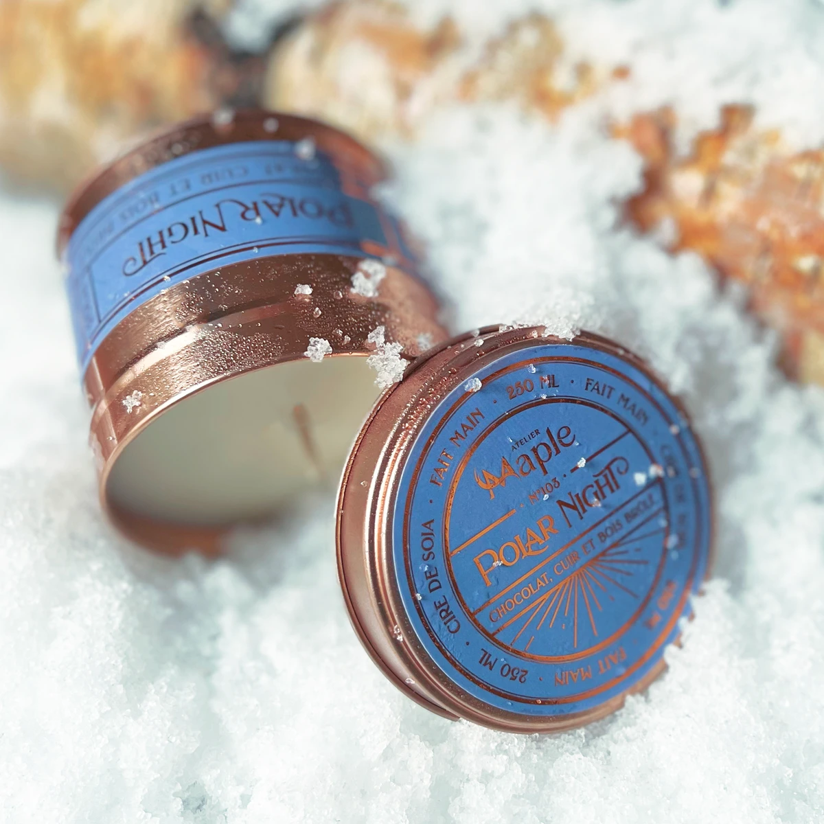 Bougie POLAR NIGHT - Chocolat, Cuir et Bois brûlé