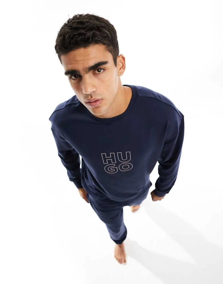 Hugo - Bodywear - Sweat à logos superposés - Bleu-Bleu marine