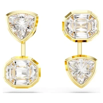 Boucles d’oreilles transformables Imber, Design asymétrique, Tailles variées, Blanches, Placage de ton or