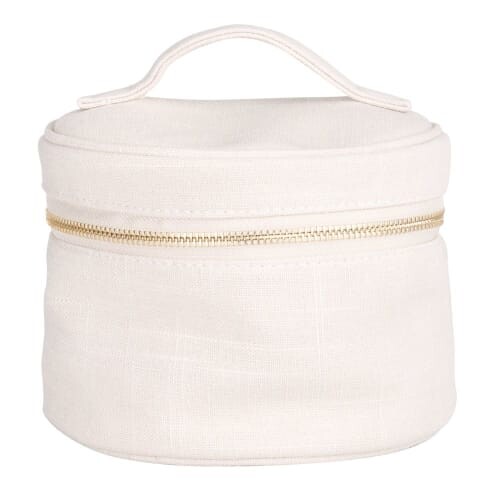 Trousse ronde en lin, rayonne et coton beige | Maisons du Monde