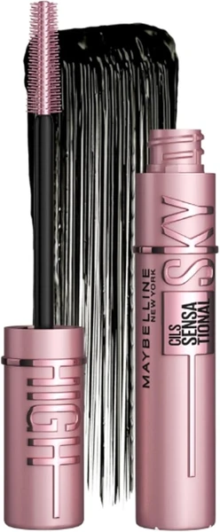 Maybelline New York - Mascara Volume Intense et Longueur Illimitée - Formule Enrichie en Extraits de Bambous et de Fibres - Sky High - Teinte : Very Black - 7,2 ml
