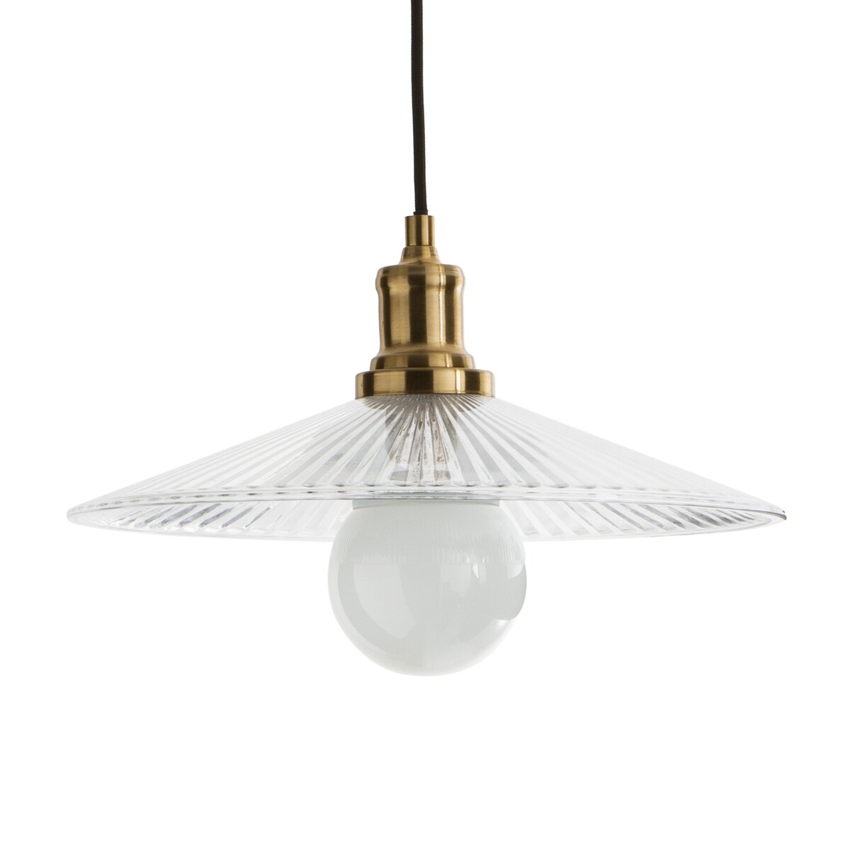 Suspension laiton et verre strié Ø35,5 cm, Iloa 