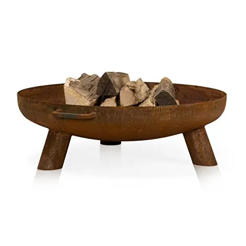 Brasero Daytona 70 en Acier Rouillé - Diamètre 70 cm - pour Le Jardin et la Terrasse - Bol de Feu