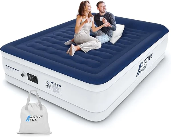 Active Era Matelas Gonflable 2 Personnes – Confort Ultra Doux, Finition Luxe, Lit Gonflable avec Pompe Électrique, Support Stable & Surface Floquée Haut de Gamme – 150×200×36.5 cm
