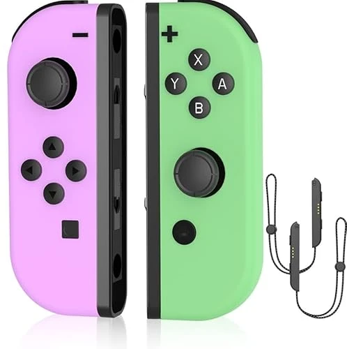 Manette Switch, Manettes Sans Fil Controller avec Double Vibration/Wake-Up/Axe gyroscopique, avec Une Paire de Dragonnes, Compatible avec Switch/Lite/OLED