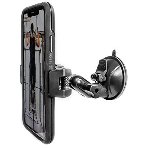 Quyee | Universal Mirror Shower Phone Holder, Multi-Directional Dual 360 Degree Rotating Suction Cup Phone Wall Mount stand, Tiktok Youtube Vlog Video Recording Kit, airplane travel essentials accessories