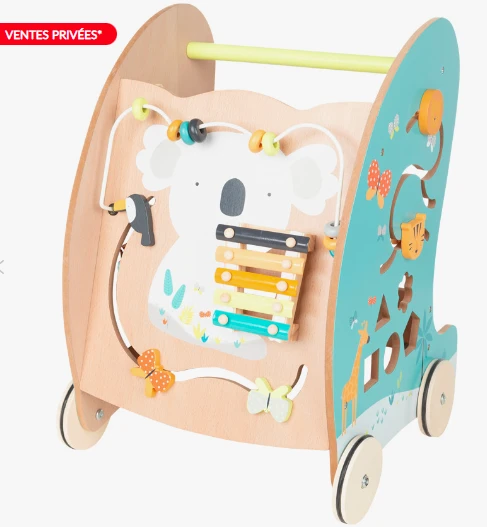 Chariot d'activité et de marche en bois crazy jungle