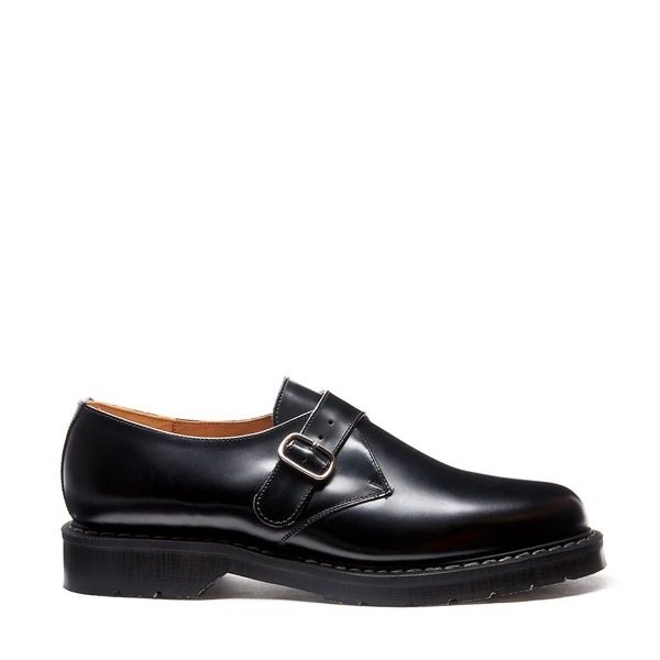 Black Hi-Shine Single Buckle Monk Shoe