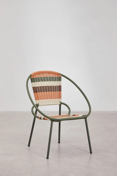 Chaise de jardin empilable en acier et osier synthétique Texas