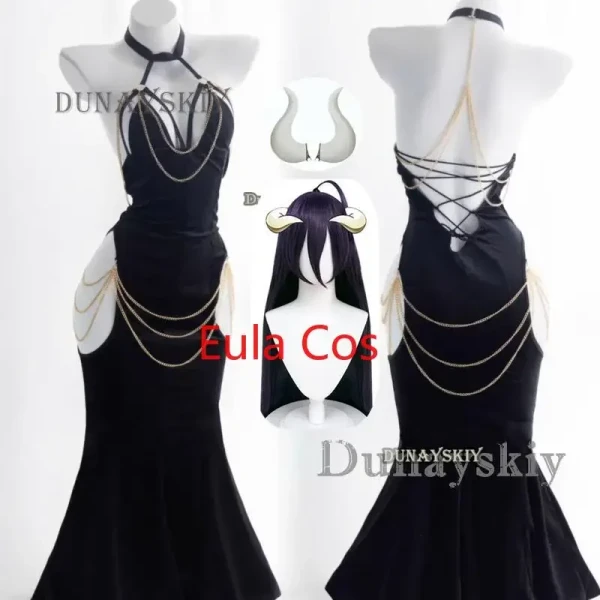 Overlord Anime Albedo Cosplay Costumes, Hanche enveloppée, Entrejambe ouverte, Queue de poisson, Jupe noire, Sirène, Halloween, Hazbin Luth - AliExpress