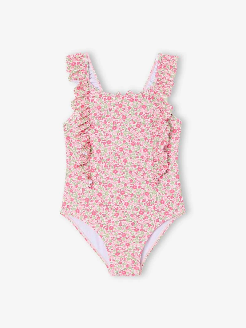 Maillot de bain fille à fleurs rose pâle - Vertbaudet