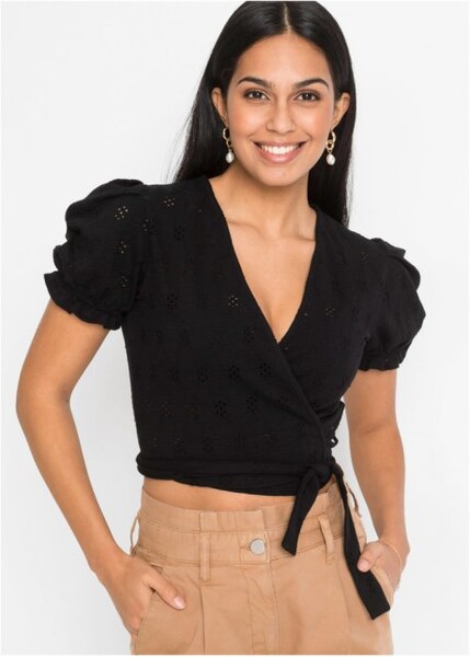 Blouse cache-cœur noir
