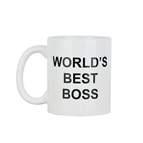 Tasse à café Dunder Mifflin - The Office - « World's Best Boss » - 325 ml - Tasse à café amusante en céramique - Idée cadeau