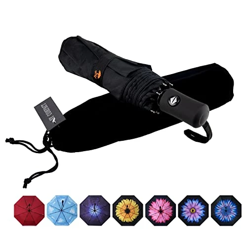 Parapluie de voyage automatique SY - Compact, coupe-vent, léger, incassable, noir (Noir) - SY-2