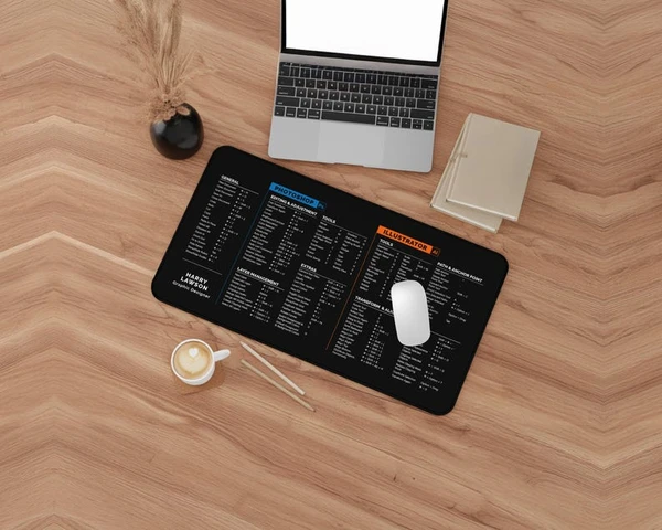 Personalized Photoshop and Illustrator Shortcut Desk Mat, Graphic Designer Gift