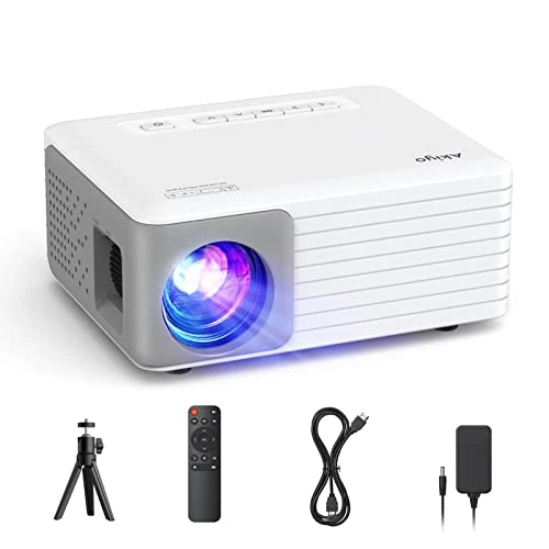 Mini Projecteur avec Trépied, 5500 Lumens AKIYO LED Vidéoprojecteur Portable 1080P Supportée, Projecteur Home Cinéma, Compatible avec Smartphone HDMI USB Firestick