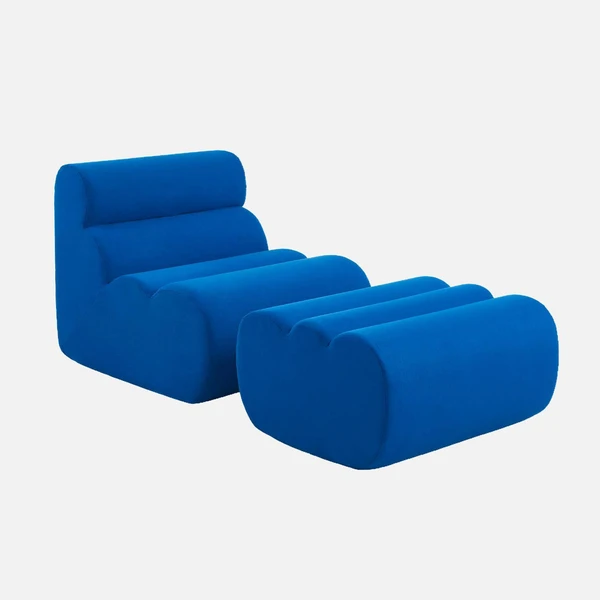 Chauffeuse tissu 1 place avec repose pieds