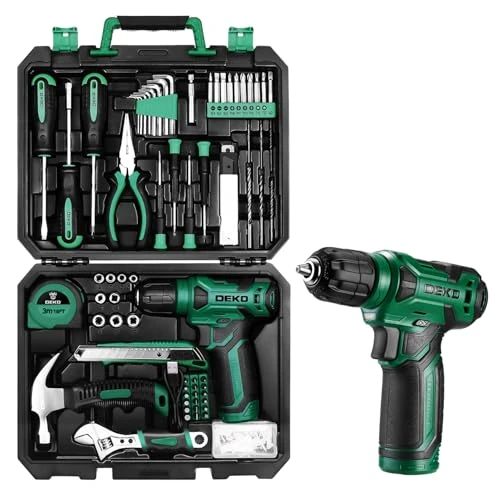 Caisse a Outil Avec Perceuse Visseuse Multifonction Sans Fil 8V, 126 Pièces Malette Outils complete, Ensemble d'Outils avec Perceusepour Réparation, Entretien et Travail