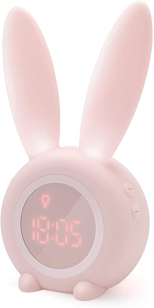 Homealexa Réveil Matin à Induction en Forme de Lapin Mignon, Intelligent Réglage Automatique de la Lumière de Respiration, Affichage Automatique Temps/Date/Température, Contrôle Vocal ou Tremblement : Amazon.fr: Luminaires et Éclairage