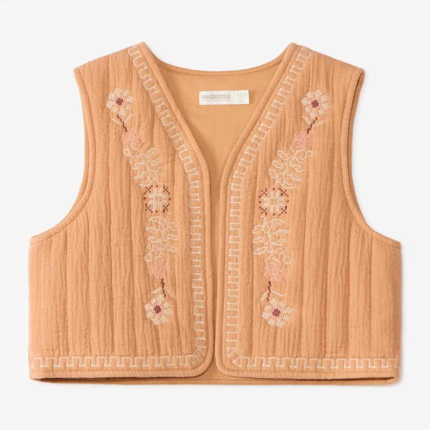Gilet sans manches fille broderie florale | Orchestra